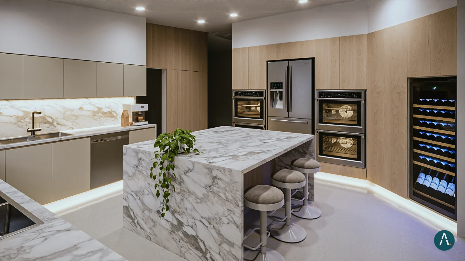 Render de cocina para Custom Closet Florida