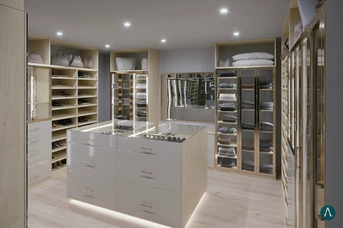 Render de walk-in closet para Custom Closet Florida